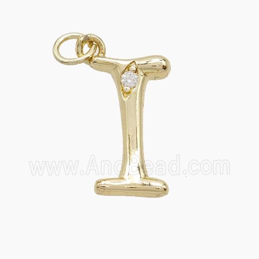 Copper Letter-I Pendant Pave Zirconia Gold Plated