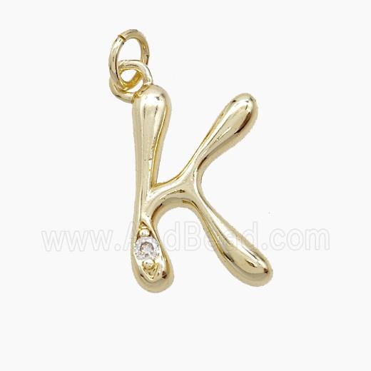 Copper Letter-K Pendant Pave Zirconia Gold Plated