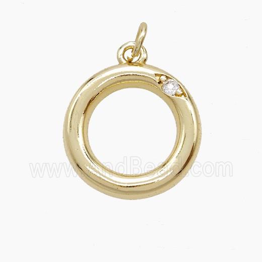 Copper Letter-O Pendant Pave Zirconia Gold Plated