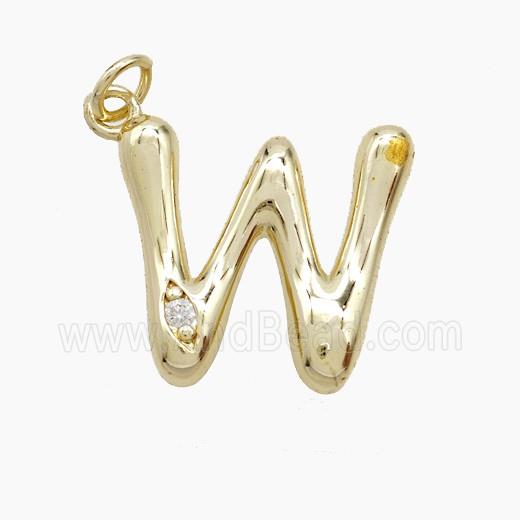 Copper Letter-W Pendant Pave Zirconia Gold Plated