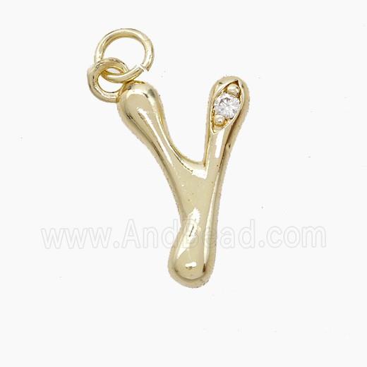Copper Letter-Y Pendant Pave Zirconia Gold Plated