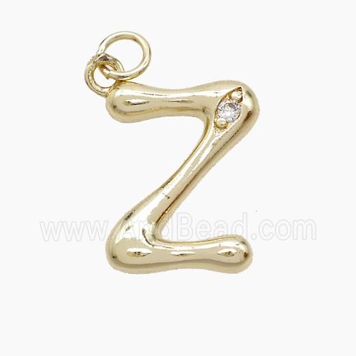 Copper Letter-Z Pendant Pave Zirconia Gold Plated