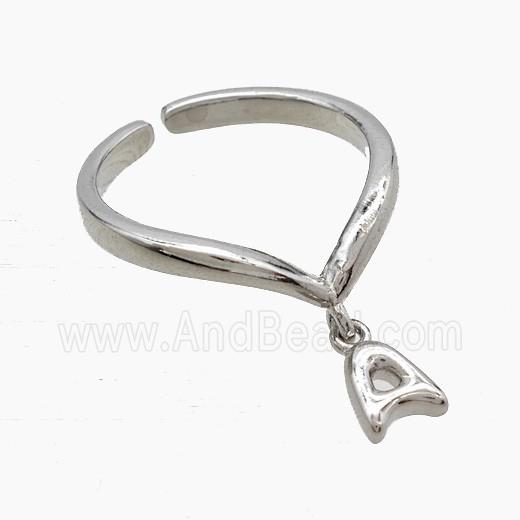 Copper Ring With Letter-A Platinum Plated