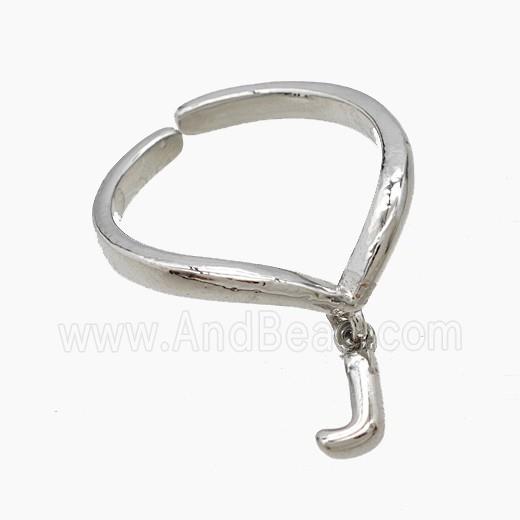 Copper Ring With Letter-J Platinum Plated