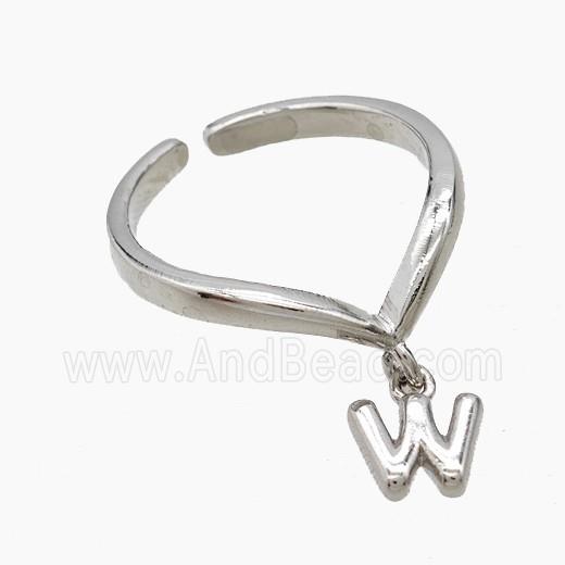 Copper Ring With Letter-W Platinum Plated