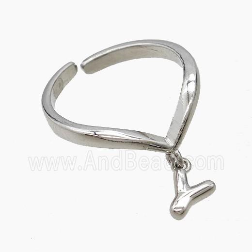 Copper Ring With Letter-Y Platinum Plated