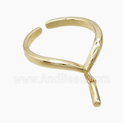 Copper Ring With Letter-I Gold Plated