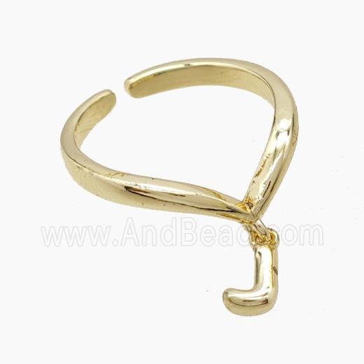 Copper Ring With Letter-J Gold Plated