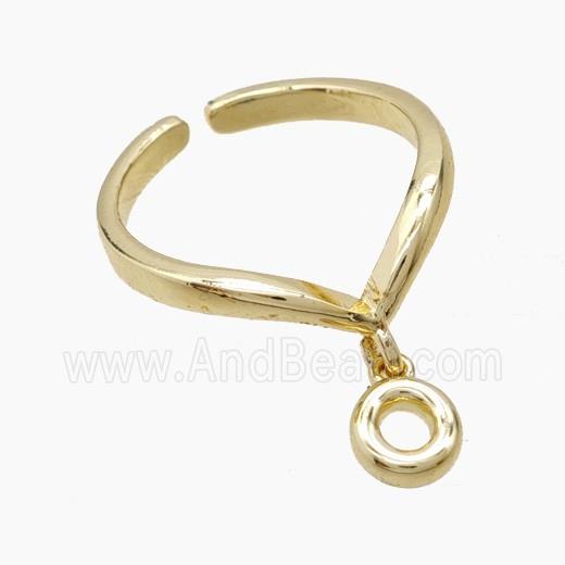 Copper Ring With Letter-O Gold Plated