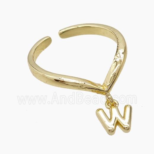 Copper Ring With Letter-W Gold Plated