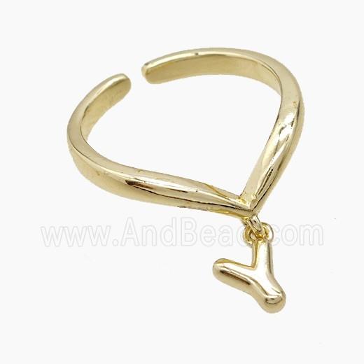 Copper Ring With Letter-Y Gold Plated