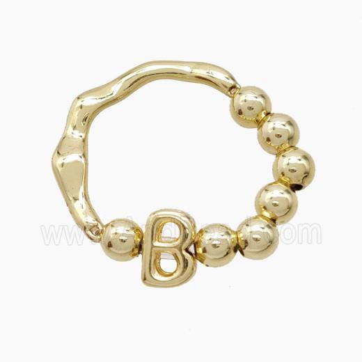 Copper Ring With Letter-B Gold Plated