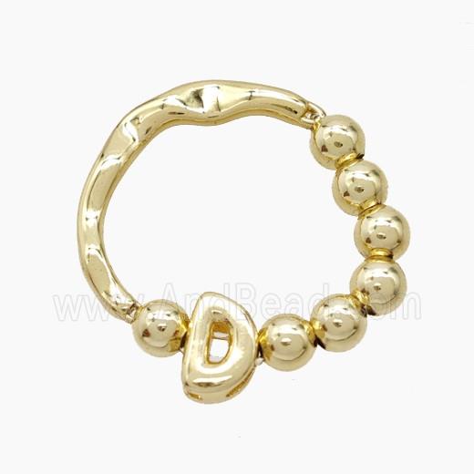 Copper Ring With Letter-D Gold Plated