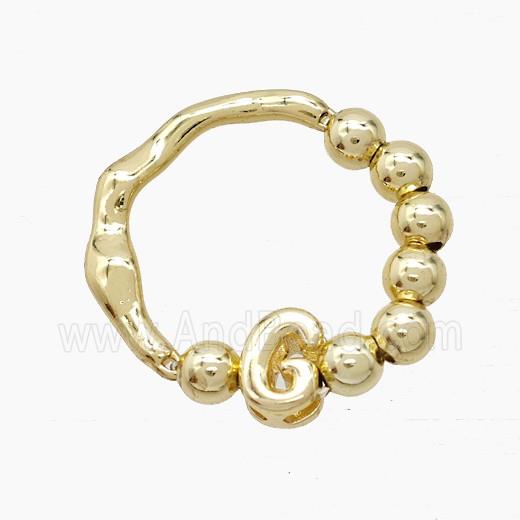 Copper Ring With Letter-G Gold Plated