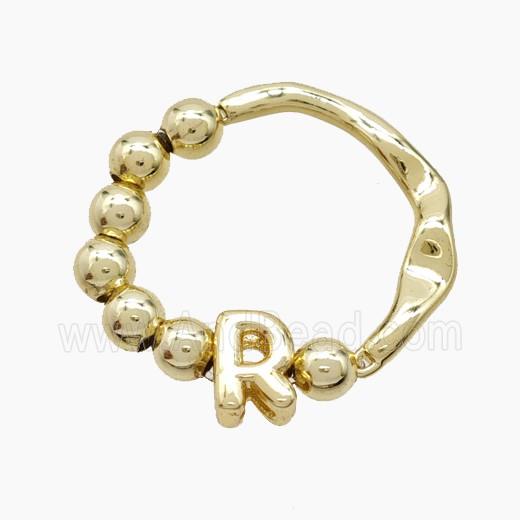 Copper Ring With Letter-R Gold Plated