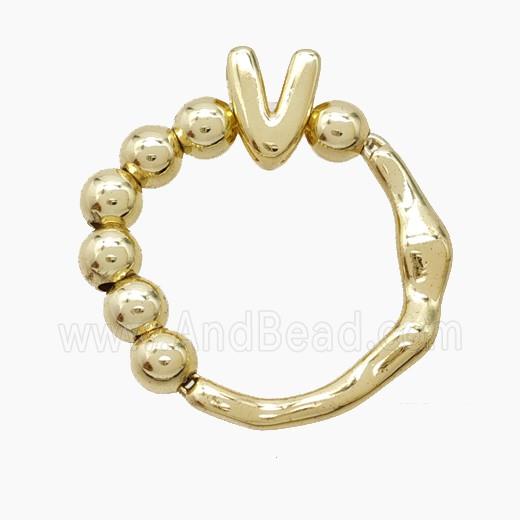 Copper Ring With Letter-V Gold Plated