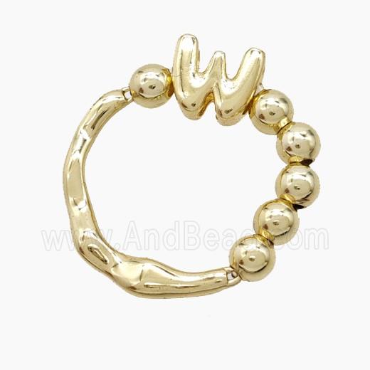Copper Ring With Letter-W Gold Plated