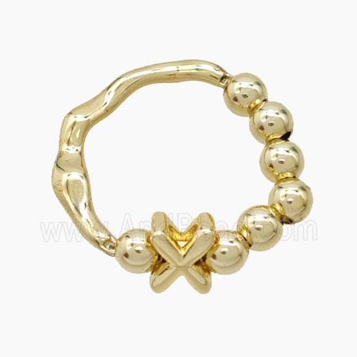 Copper Ring With Letter-X Gold Plated