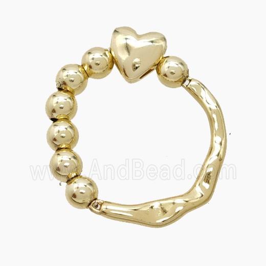 Copper Ring with Letter Bead, Gold Plated
