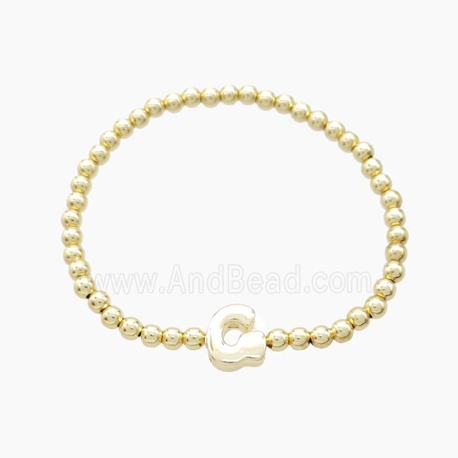 Copper Bracelet With Letter-G Stretchy Gold Plated