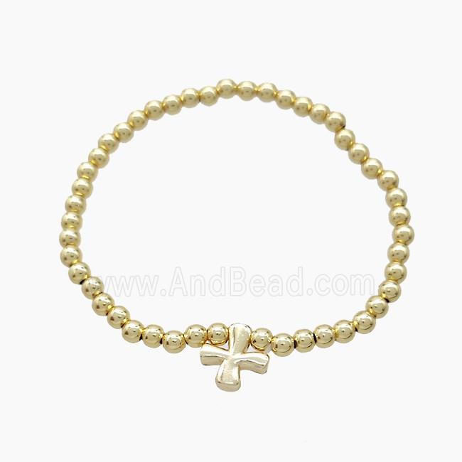 Copper Bracelet With Letter-X Stretchy Gold Plated