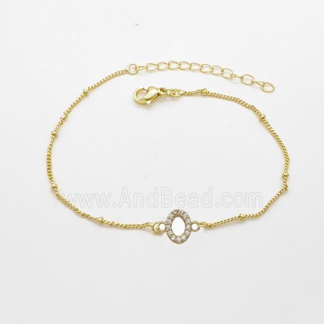 Copper Bracelet With Letter-O Pave Zirconia Gold Plated