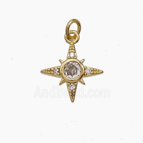 Copper Pendant Pave zircon, Gold Plated