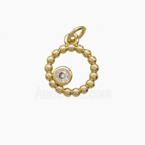 Copper Pendant Pave zircon, Gold Plated