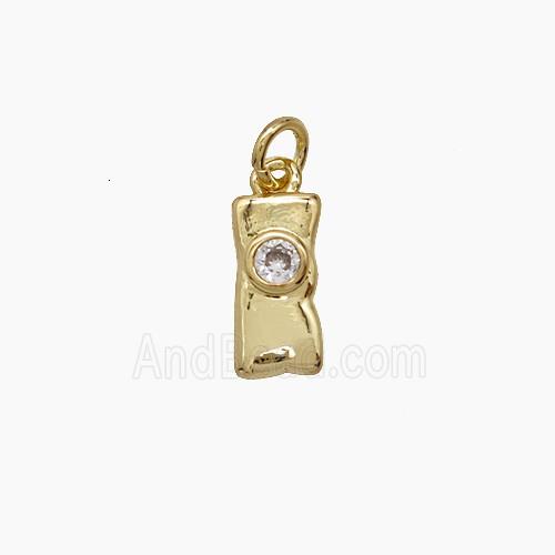 Copper Pendant Pave zircon, Gold Plated