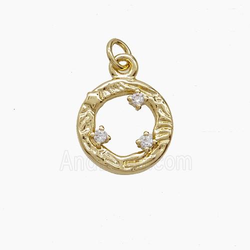 Copper Pendant Pave zircon, Gold Plated