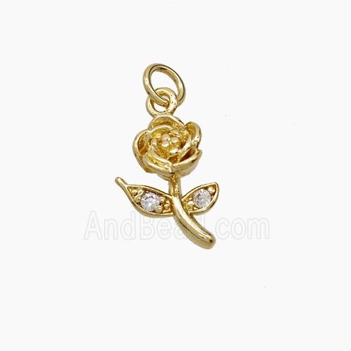 Copper Pendant Pave zircon, Gold Plated