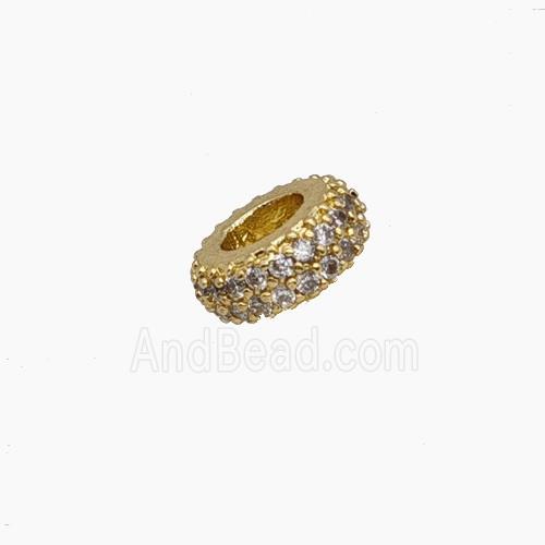 Copper Bead Pave Zircon, Gold Plated