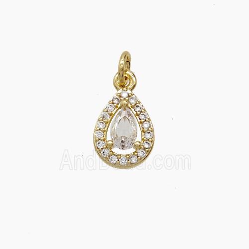 Copper Pendant Pave Zircon, Gold Plated