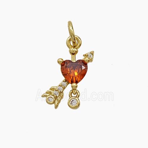 Copper Pendant Pave Zircon, Gold Plated