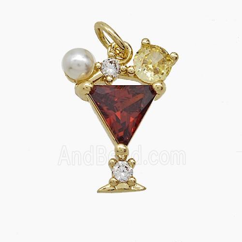 Copper Pendant Pave Zircon, Gold Plated