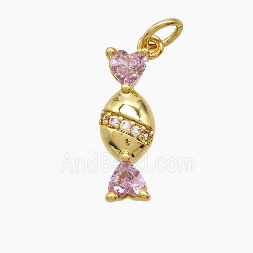 Copper Pendant Pave Zircon, Gold Plated
