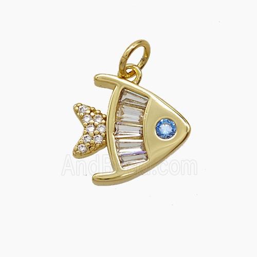 Copper Pendant Pave Zircon, Gold Plated