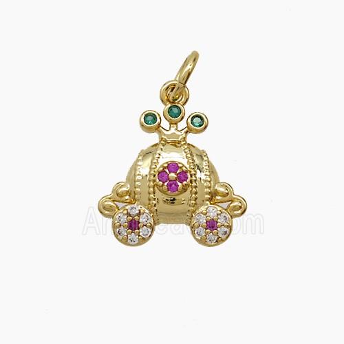 Copper Pendant Pave Zircon, Gold Plated