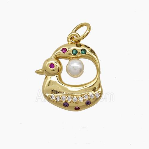 Copper Pendant Pave Zircon, Gold Plated