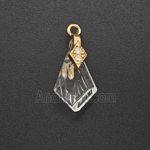 Copper Pendant Pave Zircon, Gold Plated