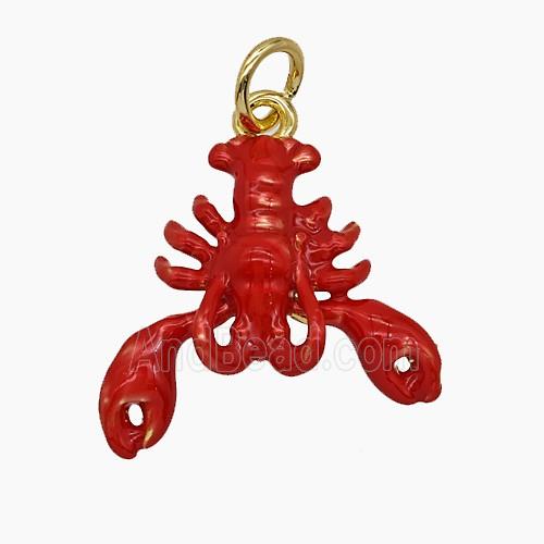 Enamel Copper Pendant, Gold Plated