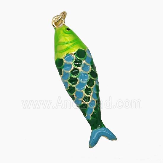 Enamel Copper Pendant, Gold Plated