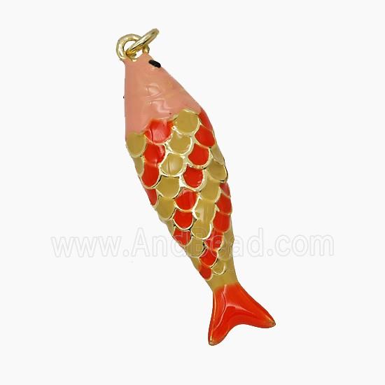 Enamel Copper Pendant, Gold Plated