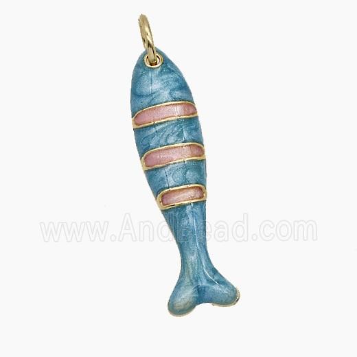 Enamel Copper Pendant, Gold Plated