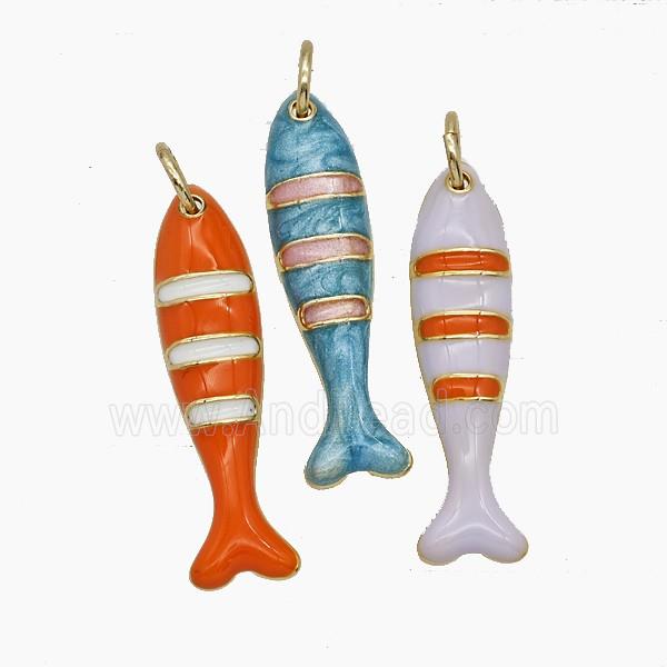 Enamel Copper Pendant, Gold Plated