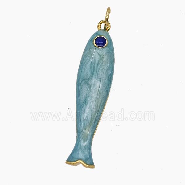 Enamel Copper Pendant, Gold Plated