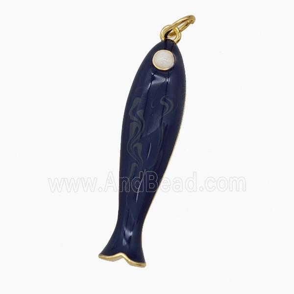 Enamel Copper Pendant, Gold Plated