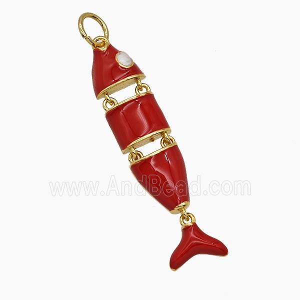 Enamel Copper Pendant, Gold Plated