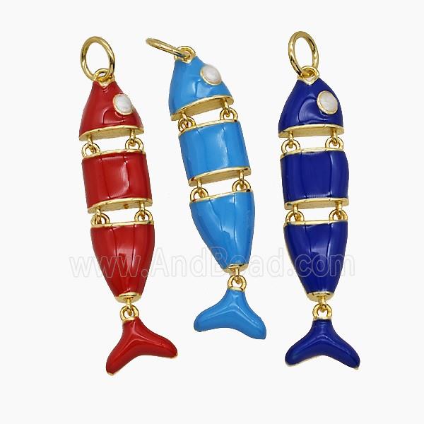 Enamel Copper Pendant, Gold Plated