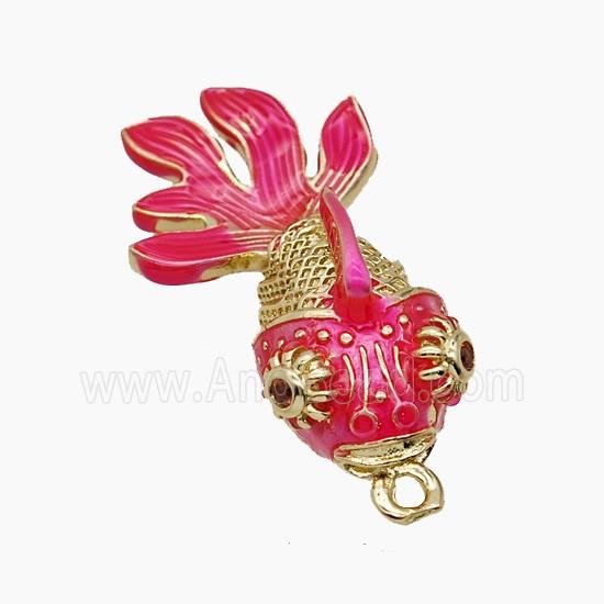 Enamel Copper Pendant, Gold Plated